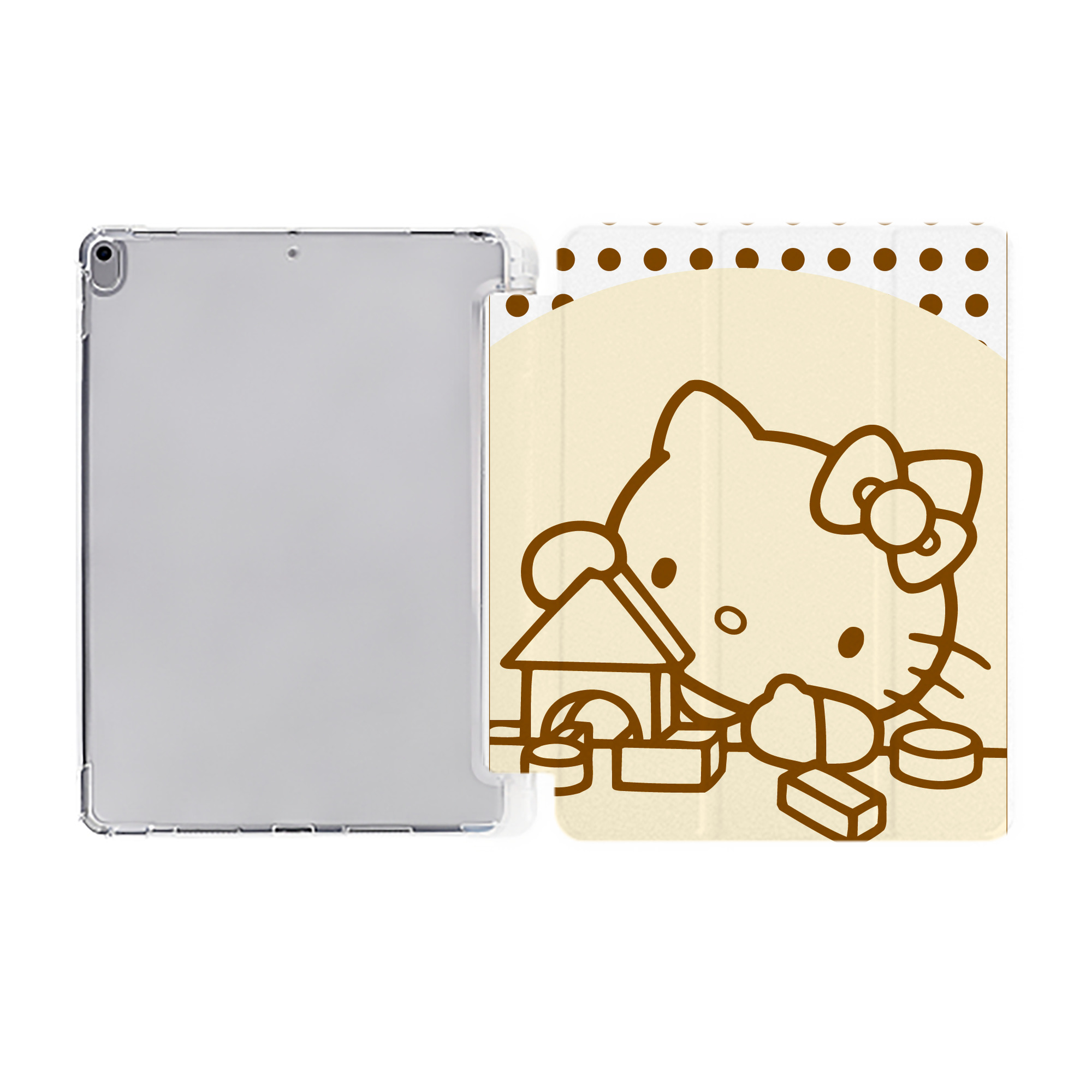 （画像用） Hello Kitty ハローキティ IPad ケース ペン収納付き 三つ折りスタンド PUレザー×シリコン 対応機種9.5/10.5/10.9インチ